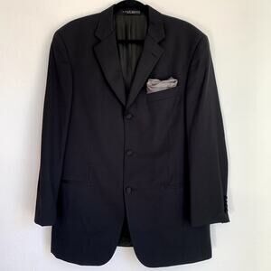 Hugo Boss Oversized Baker Jazz 100% Virgin Wool Suit Blazer Jacket Black 40R Men